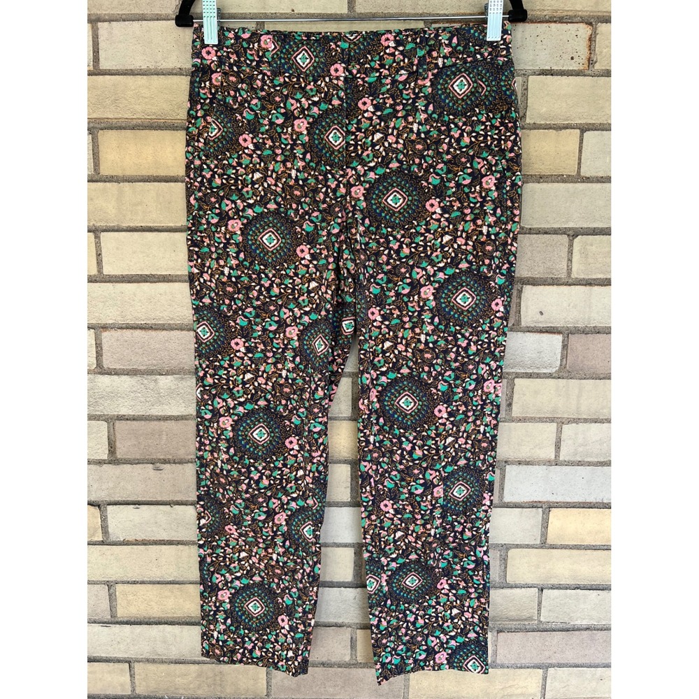 J.Crew Martie Slim Crop‎ Floral Medallion Pants Navy Multi Size 2